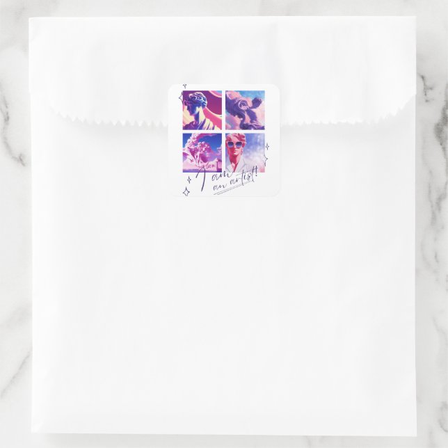 I am an artist square sticker (Bag)