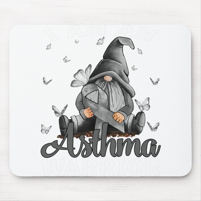 I Am An Asthma Warrior Grey Awareness Ribbon Mouse Pad (Front)