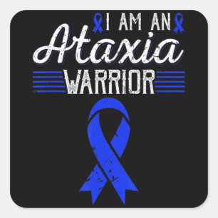 I Am An Ataxia Warrior Blue Ribbon Awareness T-Shi Square Sticker