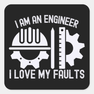 I Am an Engineer I Love My Faults Square Sticker