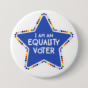 I am an Equality Voter! LGBTQ+ Rainbow Star 3 Inch Round Button
