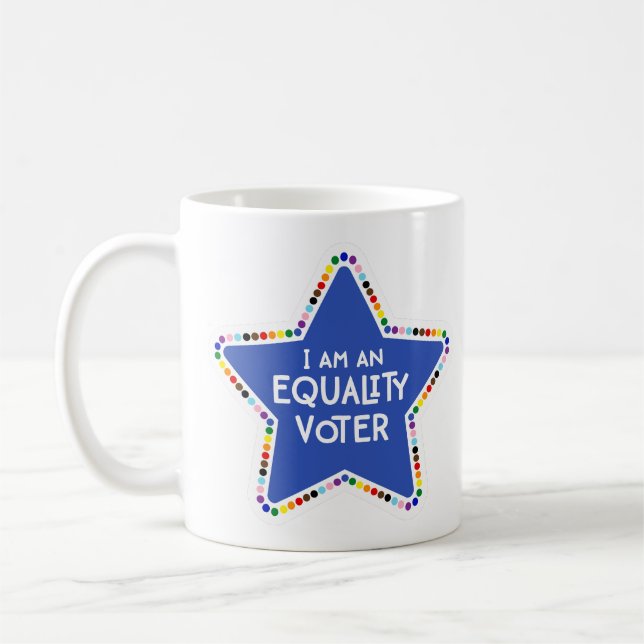 I am an Equality Voter! LGBTQ+ Rainbow Star Coffee Mug (Left)