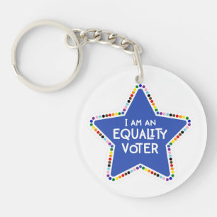 I am an Equality Voter! LGBTQ+ Rainbow Star Keychain
