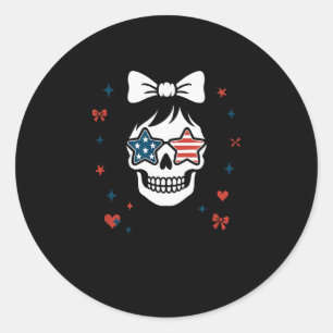 I Am Aunt Tifa Cute Coquette Skull With Bow And Am Classic Round Sticker