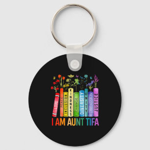 I Am Aunt Tifa Human Rights Floral Women Men Prote Keychain