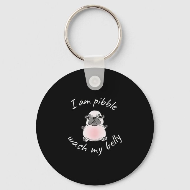 I Am Bble Wash My Belly Bble Meme Funny Dog Brainr Keychain (Front)