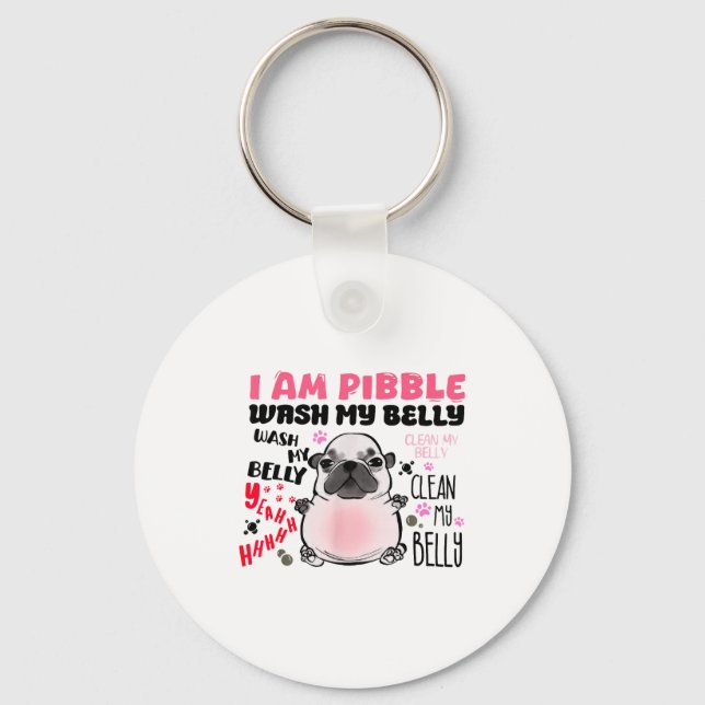 I Am Bble Wash My Belly Bble Meme Funny Dog Brainr Keychain (Front)
