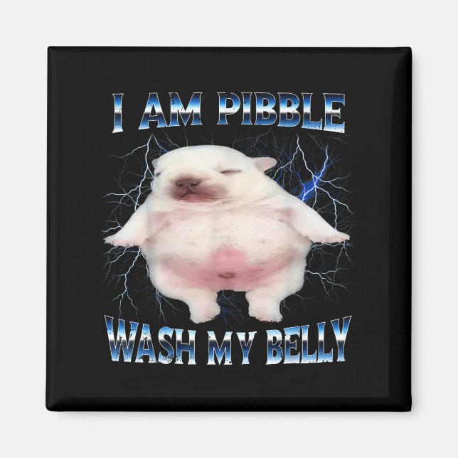 I Am Bble Wash My Belly Funny Dog Clean My Belly M Magnet (Front)