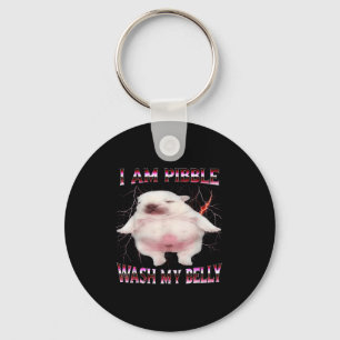 I Am Bble Wash My Belly Funny Dog Meme  Keychain