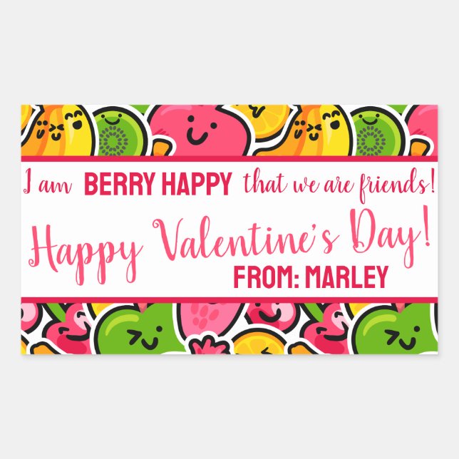 I am BERRY HAPPY we are Friends, Valentine's Day Sticker (Front)