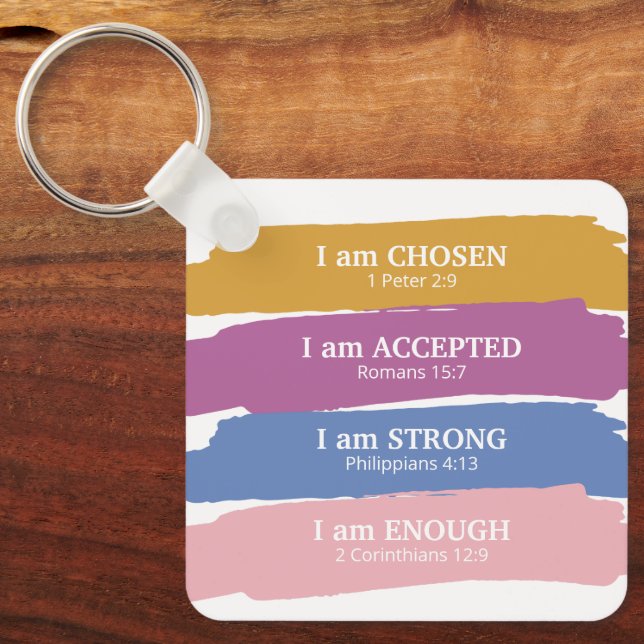 I am Bible Verses Colourful Keychain (Front)