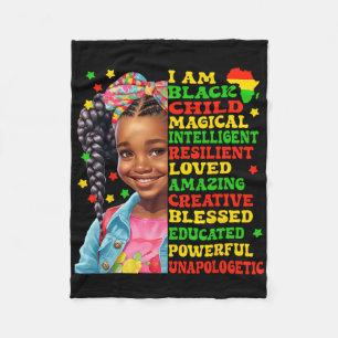 I Am Black Child American African Pride For Junete Fleece Blanket