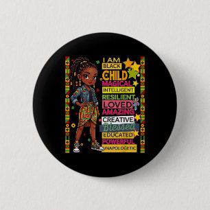 I Am Black Child History Month African American Ki 2 Inch Round Button