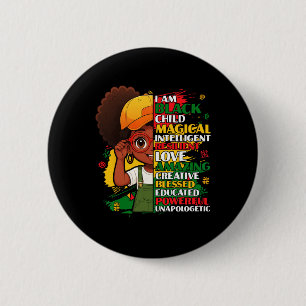 I Am Black Child History Month African American Ki 2 Inch Round Button