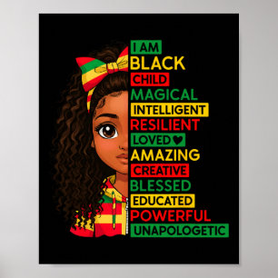 I Am Black Child History Month African Girls Women Poster