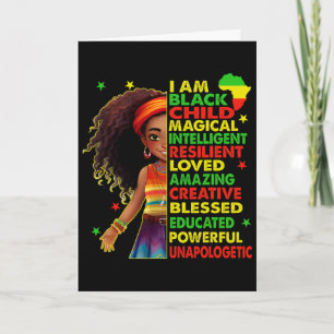 I Am Black Child Juneteenth African American Girls Card