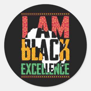 I Am Black Excellence Afro Pride Juneteenth Classic Round Sticker