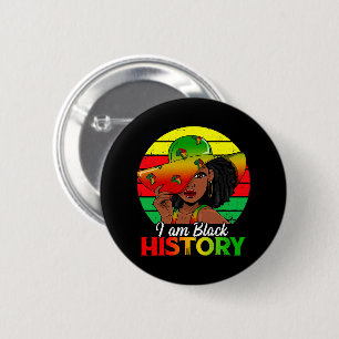 I Am Black History African America 2 Inch Round Button