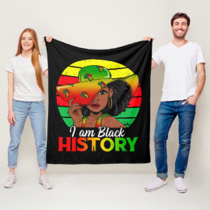 I Am Black History African America Fleece Blanket