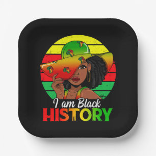 I Am Black History African America Paper Plate