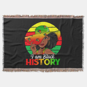I Am Black History African America Throw Blanket