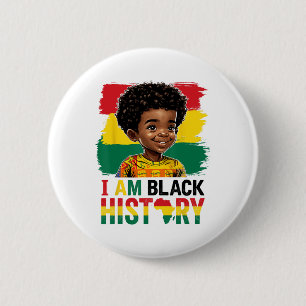 I Am Black History Afro Boy Little Melanin Prince  2 Inch Round Button