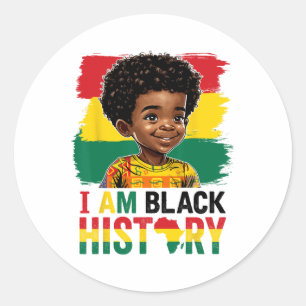 I Am Black History Afro Boy Little Melanin Prince Classic Round Sticker