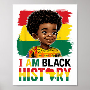 I Am Black History Afro Boy Little Melanin Prince  Poster