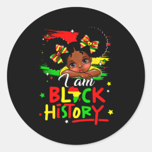 I Am Black History Afro Girl Little Melanin Prince Classic Round Sticker