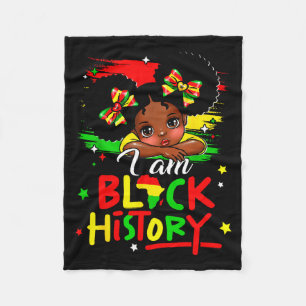 I Am Black History Afro Girl Little Melanin Prince Fleece Blanket