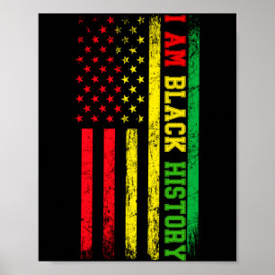 I Am Black History American Flag Vintage Black His Poster