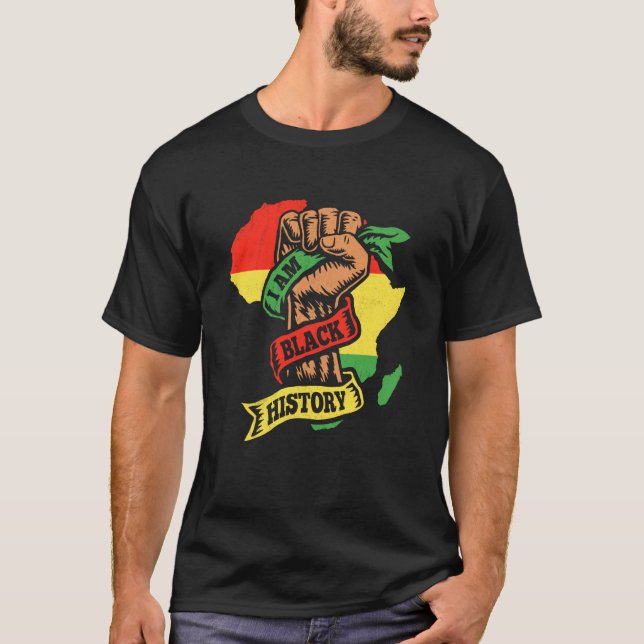 I Am Black History Fist Kids Boys Black History Mo T-Shirt (Front)