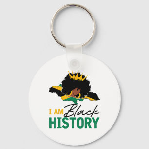 I Am Black History Jamaica Queen And Jamaican Flag Keychain
