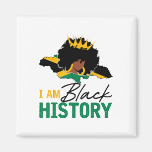 I Am Black History Jamaica Queen And Jamaican Flag Magnet