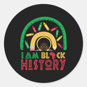 I Am Black History Kids Boys Black History Month 1 Classic Round Sticker