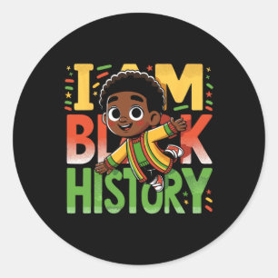 I Am Black History Kids Boys Black History Month  Classic Round Sticker