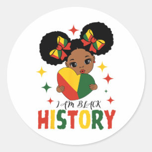 I Am Black History Kids Girls Heart Black History Classic Round Sticker