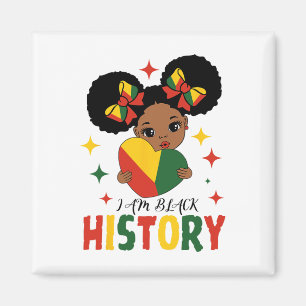I Am Black History Kids Girls Heart Black History  Magnet