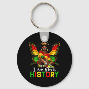I Am Black History Month African American Butterfl Keychain
