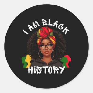 I Am Black History Month African American Girls Wo Classic Round Sticker