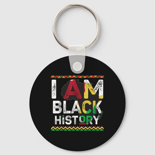 I Am Black History Month African Pride Design  Keychain (Front)