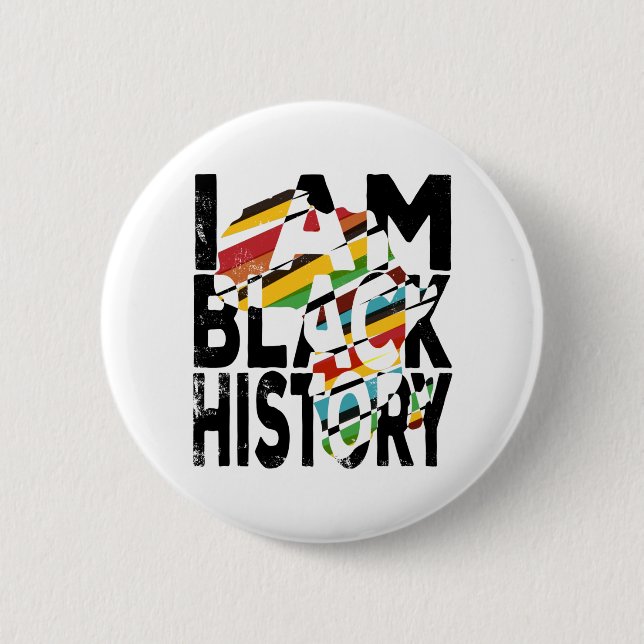 I Am Black History Month  Black Pride 2 Inch Round Button (Front)