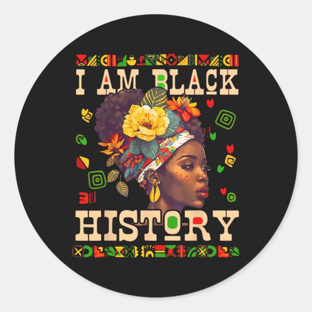 I Am Black History Month Celebration African Ameri Classic Round Sticker (Front)