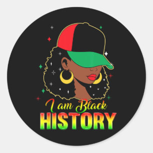 I Am Black History Month Loc'd Girl Black Women Ce Classic Round Sticker