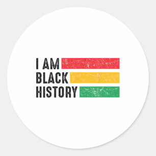 I Am Black History Month Women Girl Retro Groovy J Classic Round Sticker