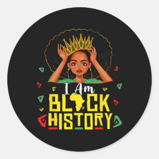 I Am Black History Women Girl Black History Month Classic Round Sticker