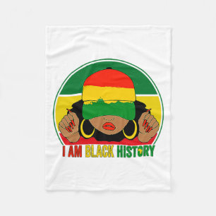 I Am Black History Women Girls Black Queen Month H Fleece Blanket
