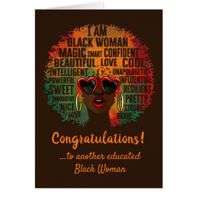 I Am Black Woman Brown Graduation Card (Front)