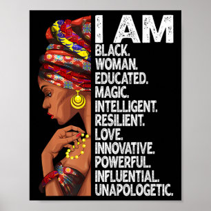I Am Black Woman Educated Black History Month Blac Poster