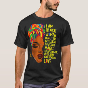 I Am Black Woman Melanin African American BHM Afro T-Shirt